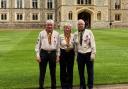 Pictured from left are George Irvine MBE, Rosemary Forde and Maurice Lee MBE at Windsor Castle.