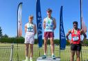 St Michael's double gold medallist Jack O'Connor on top of the podium