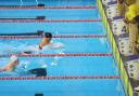 Ellie McCartney leads as she closes in on gold in the 200m Breaststroke at the Commonwealth Youth Games.