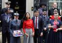 Prime Minister Rishi Sunak with his wife, Akshata Murty, outside No. 10 Downing Street on Monday as they purchased a poppy for the Royal British Legion's Poppy Appeal 2023. Photo: PA Wire.