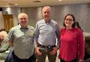 Fermanagh Beekeepers' Association figures Andy Loizoides (Honorary Secretary), with William Martin (Treasurer) and Lorraine Wild (outgoing Secretary).