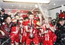 Enniskillen Rangers captain Ciaran Smith celebrates with the Mercer League trophy