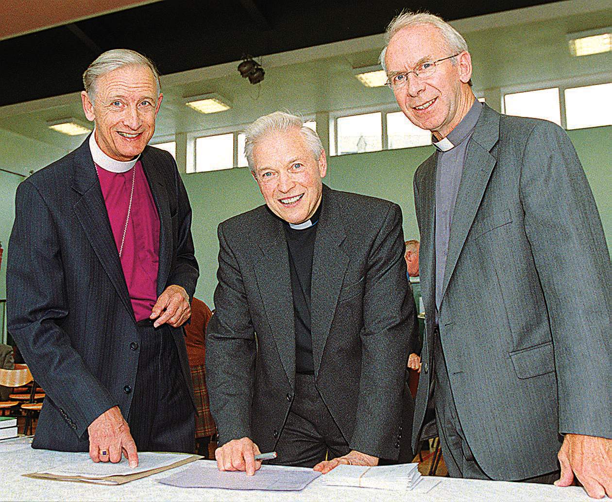 Bishop of Clogher, The Right Rev. Brian Hannon with Dean Thomas Moore and Archdeacon Cecil Pringle at the Synod. © picture by