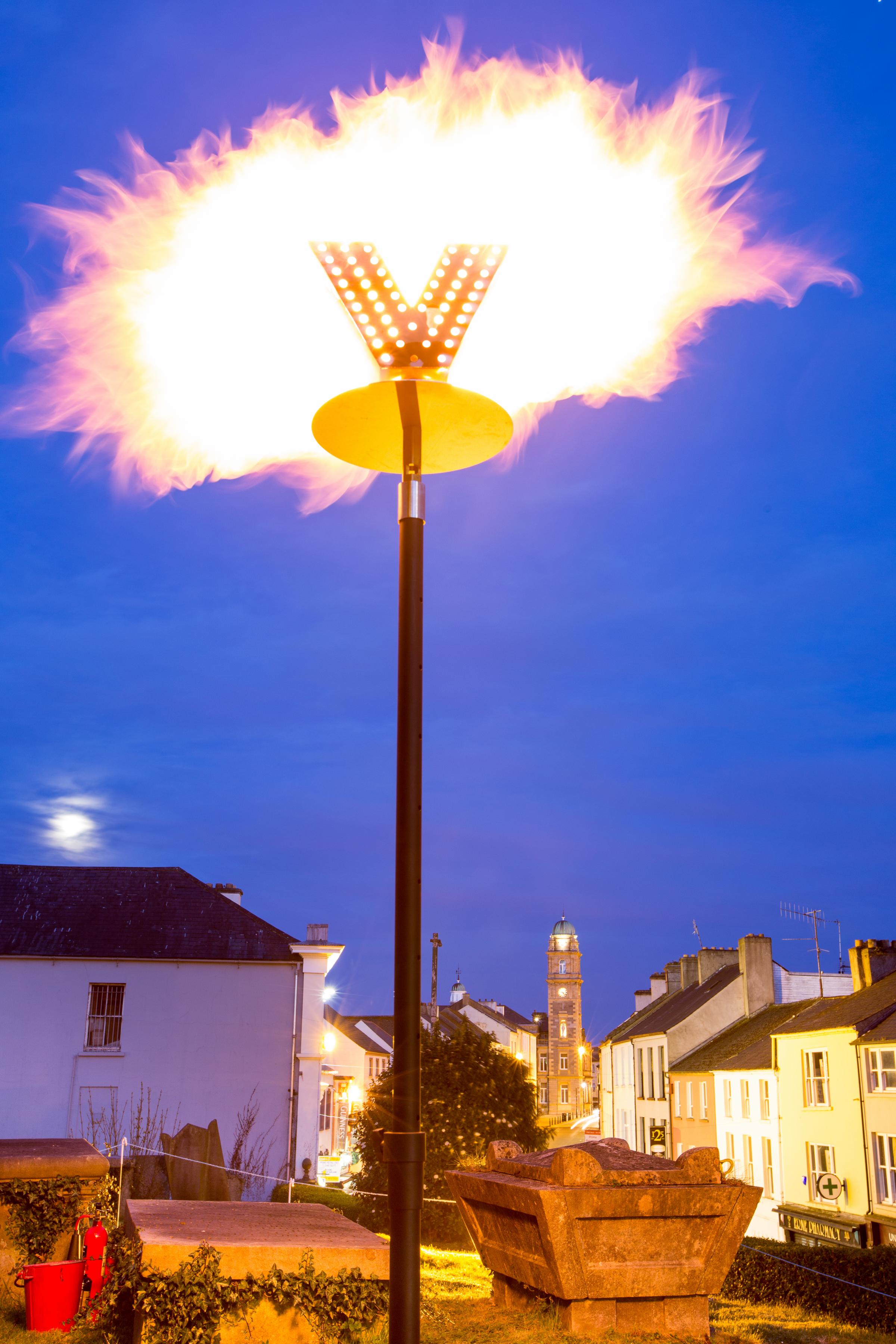A beacon lit in Enniskillen for The Queens 90th Birthday.