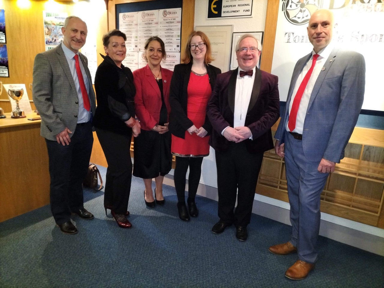 Enniskillen Drama Festival Committee on the final night of this years festival pictured from left to right: Paul Doherty, Tracey Kernaghan, Christine Maher Irvine, Amanda Finch, Adjudicator David Grant and Festival Director Dave Rees.