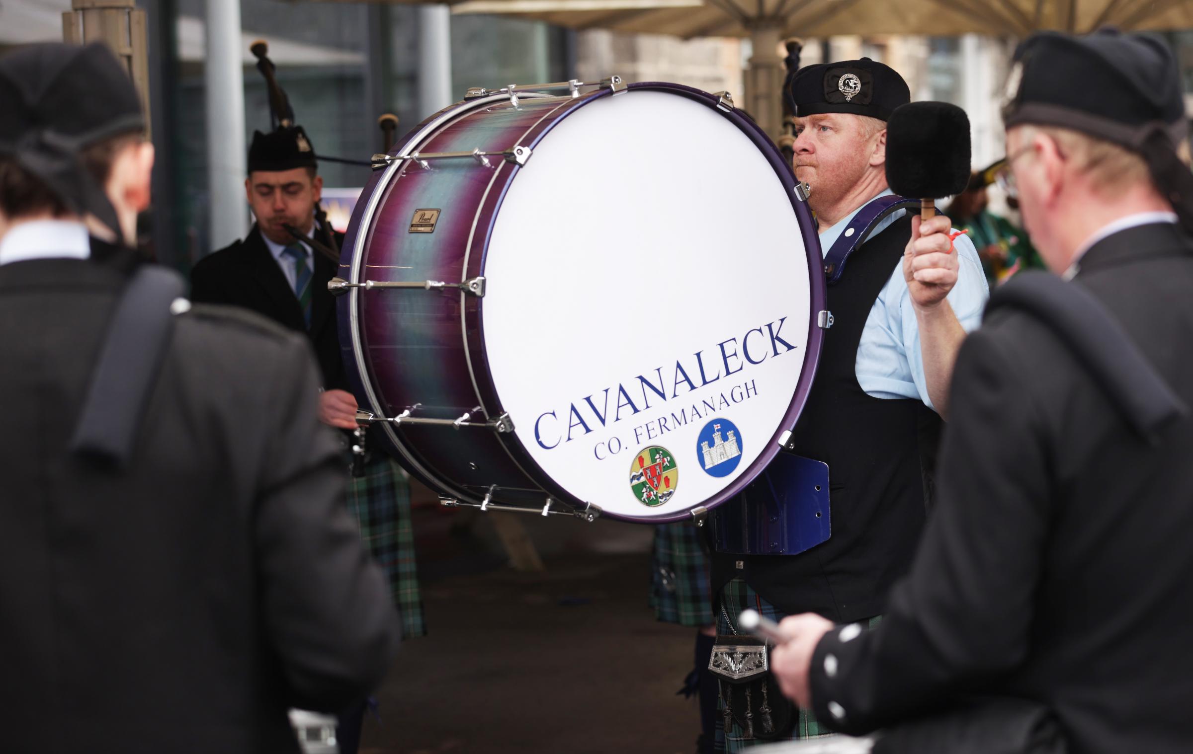 Cavanaleck Pipe Band playing a selection of tunes on St.Patricks Day, in Enniskillen.