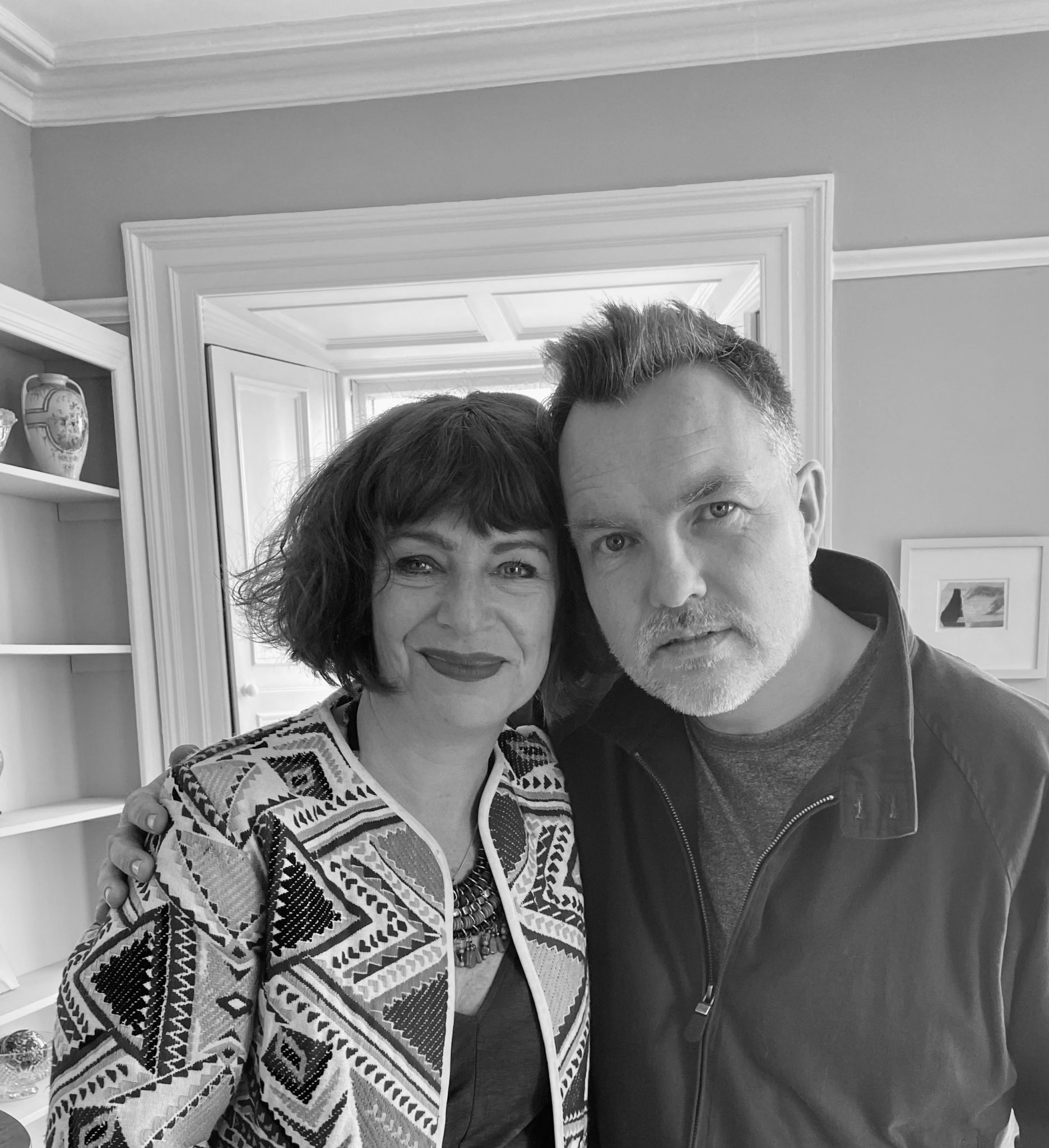 Ciara Hambly, Hambly & Hambly gallery director with gallery patron, actor and author Ciarán McMenamin.