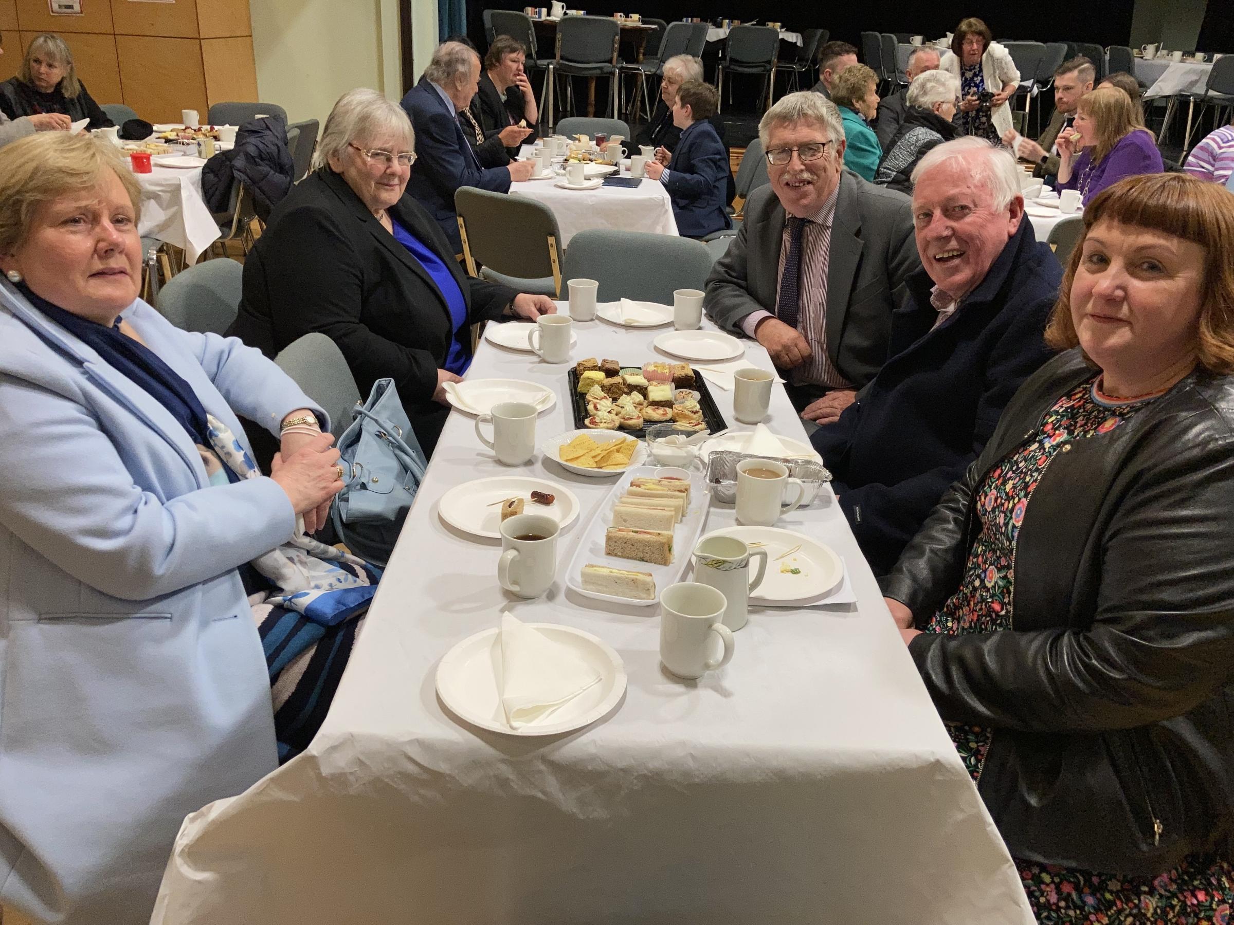 Some of those who attended the Service of Institution enjoying tea in the Gillaroo Centre. 