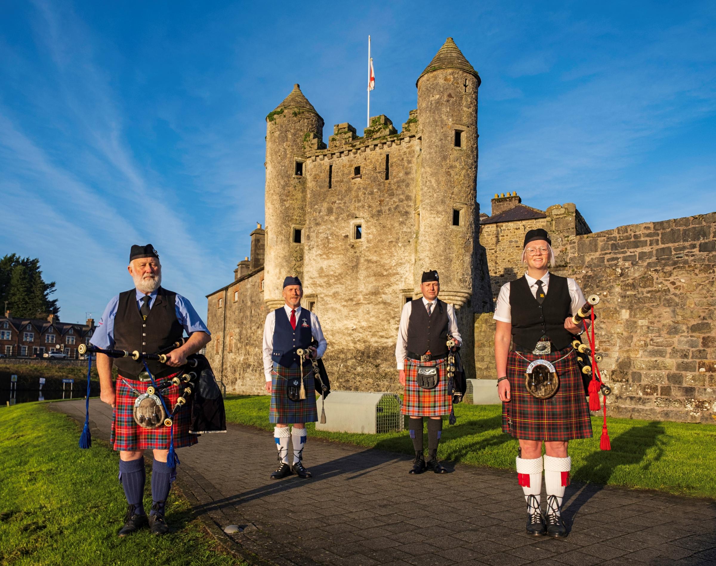 Pipe Majors at Enniskillen Castle for Queens Platinum Jubilee.