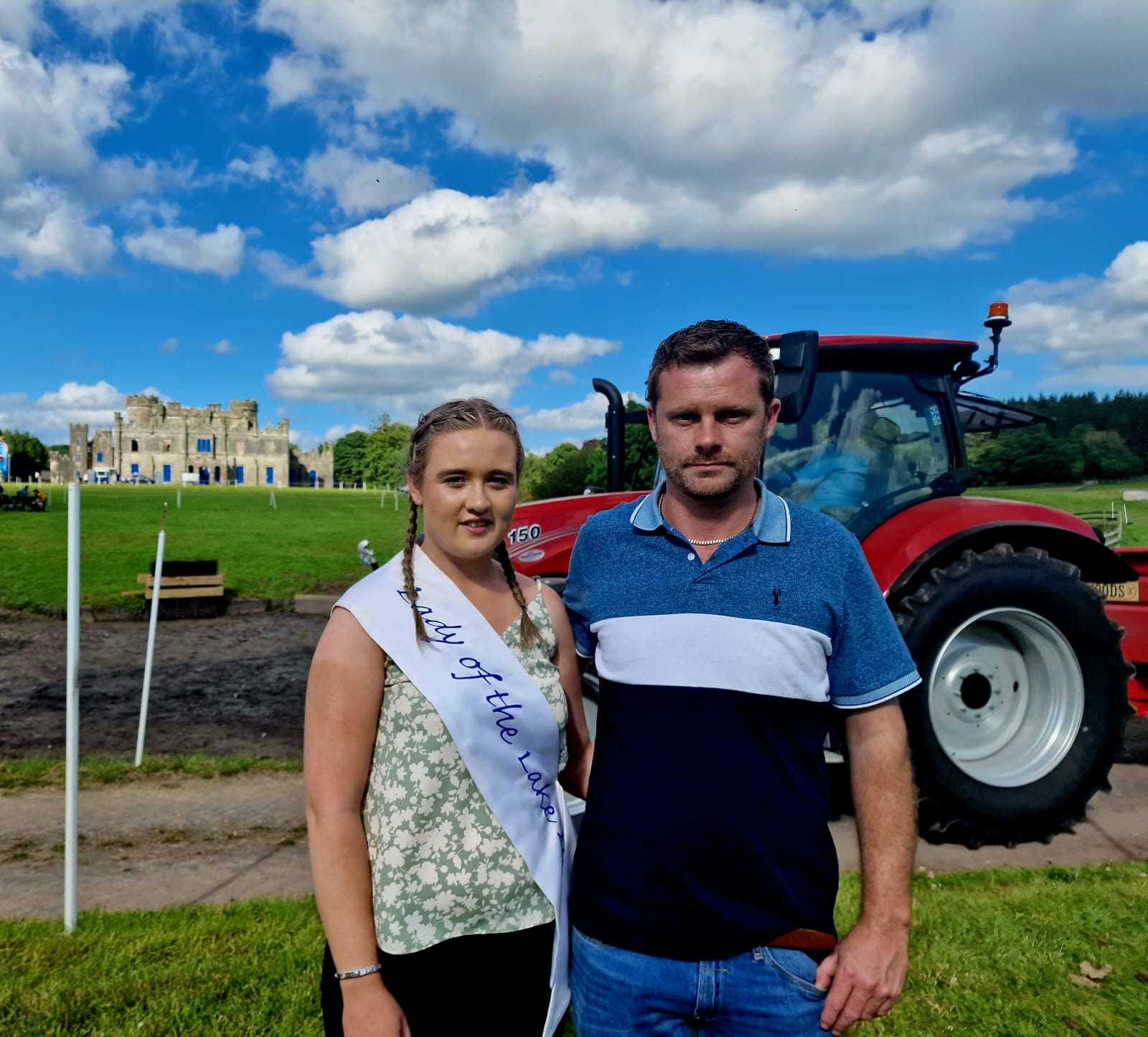 Winner of the tractor and trailer reversing competition Emmett Gillen pictured with Lady of the Lake Chloe McKevlin.