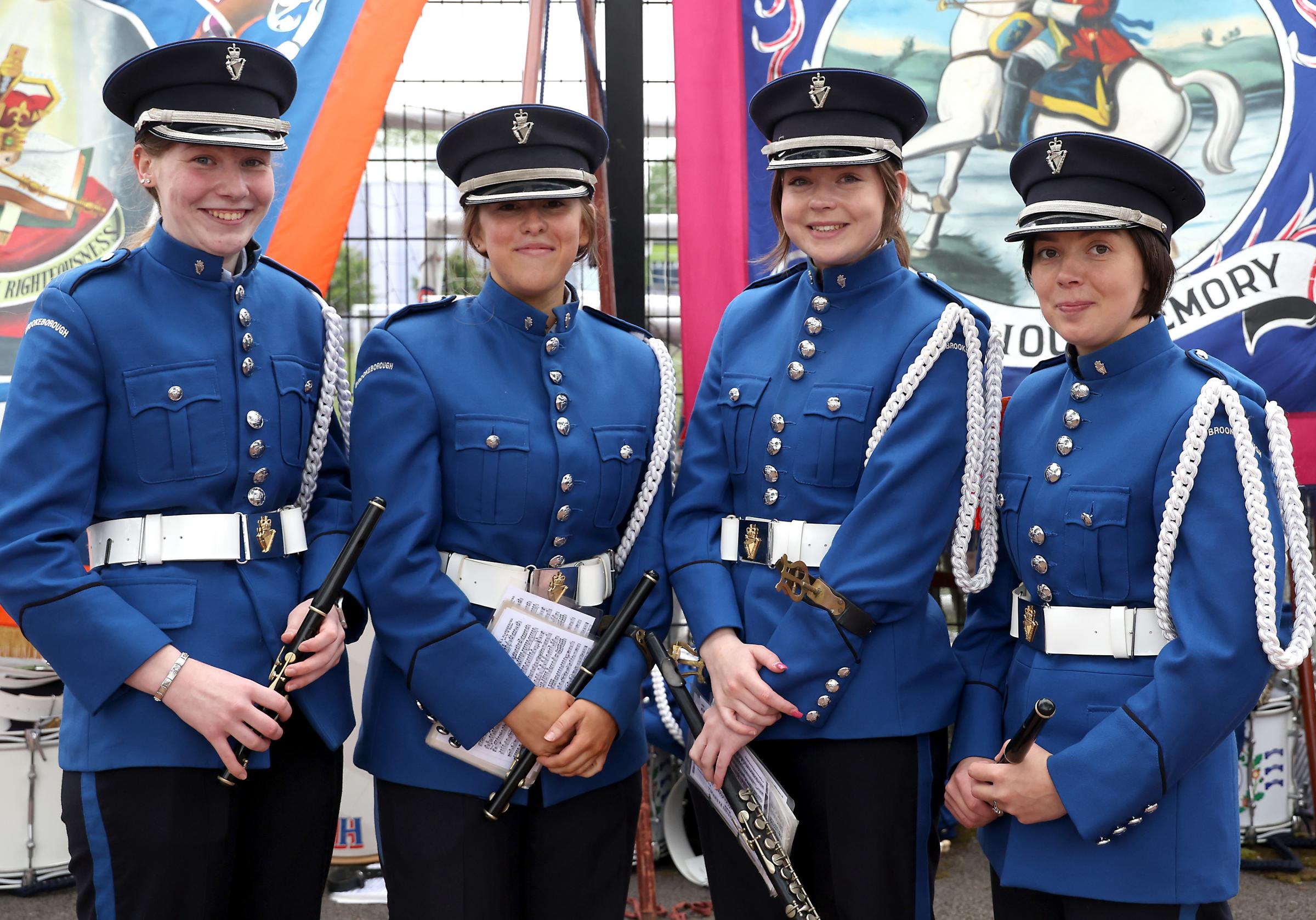 Ellie McDonald, Kathryn Malone, Sarah Foster and Jayne Bell, members of Brookeborough Flute Band..