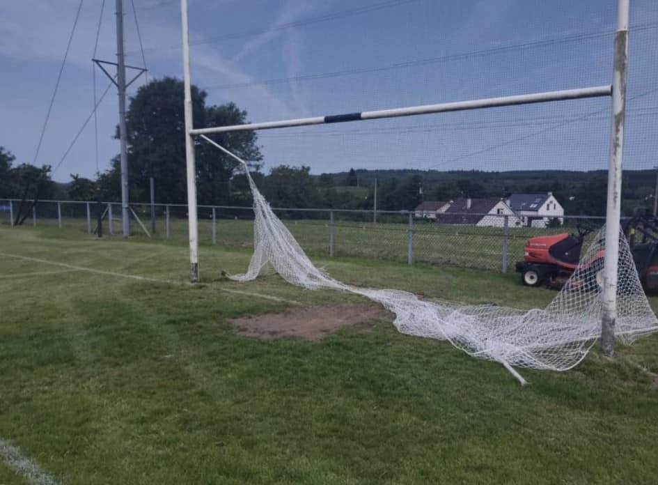 Damage was caused to a set of goals at Páirc na hEirne, the grounds of Erne Gaels. 