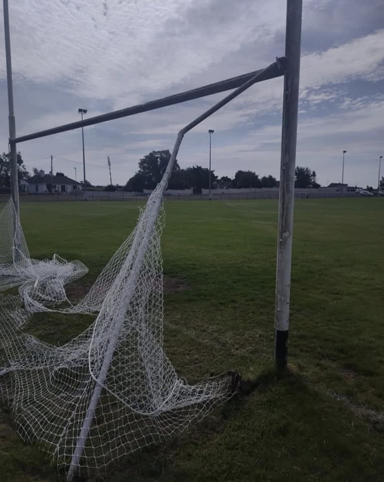 Damage was caused to a set of goals at Páirc na hEirne, the grounds of Erne Gaels. 