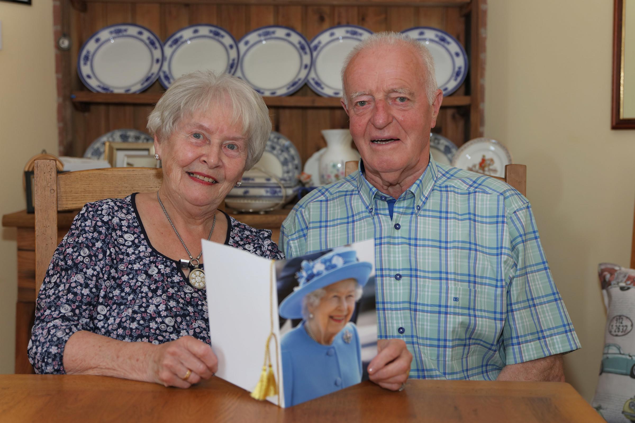 Doris and Ernie Campbell who celebrated their 60th wedding anniversary with a card from the Queen to mark the occasion. Photo: Trevor Armstrong