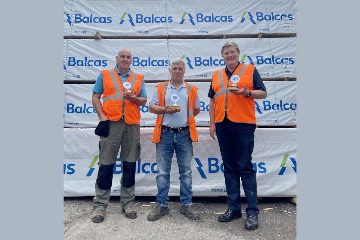 Joe McMulkin, David Burleigh and Brian Murphy each celebrate 30 years at Balcas.