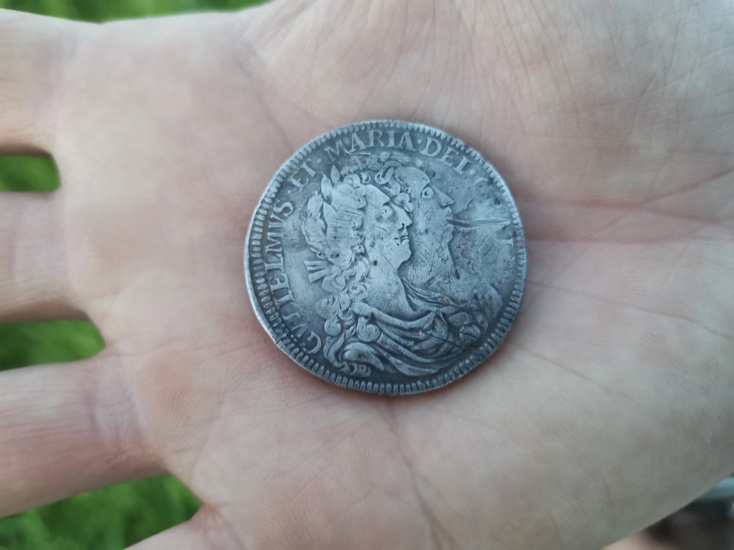 A coin Daniel found while metal detectoring.
