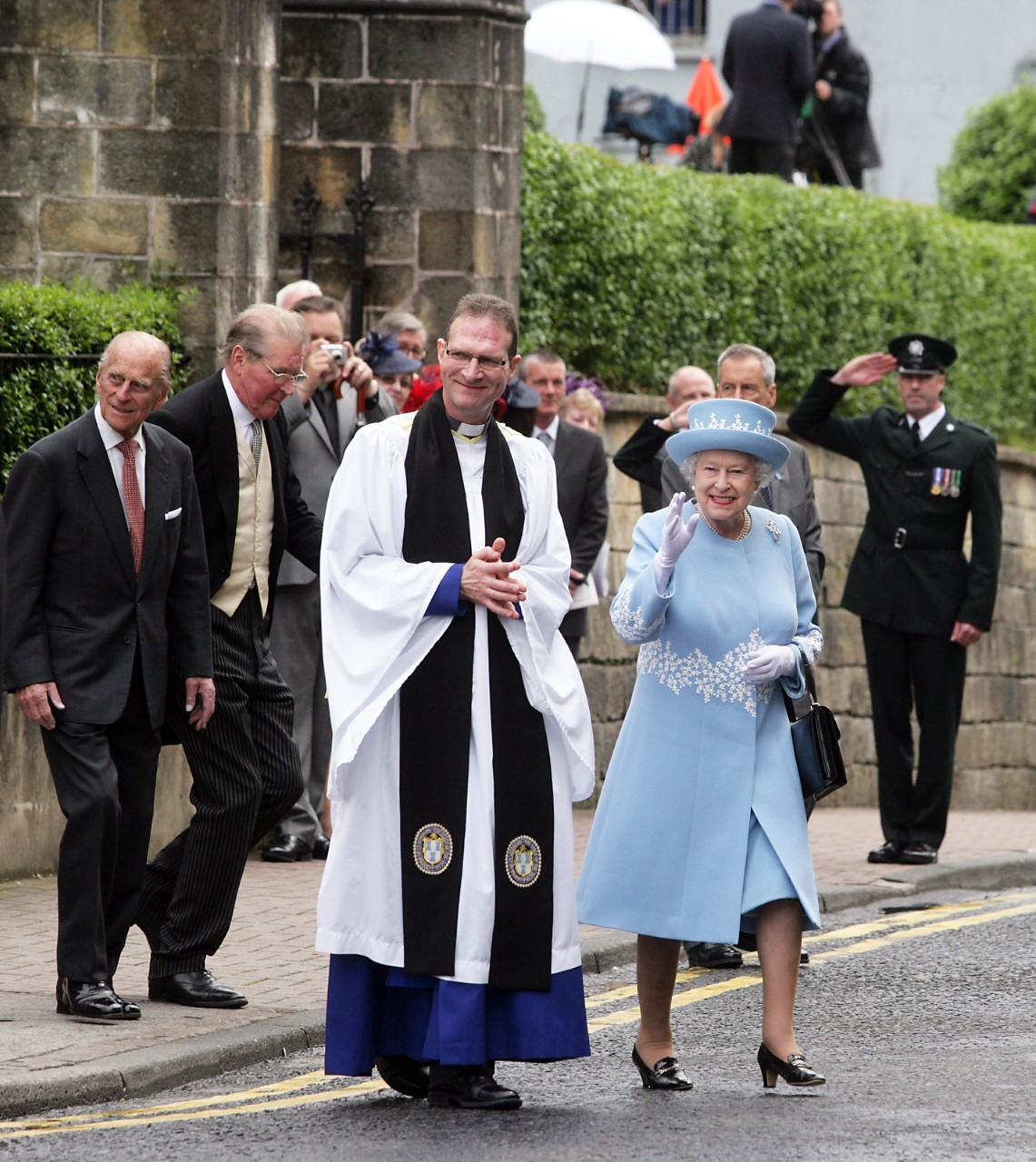 HM The Queen pictured with Dean Kenny Hall during her visit to Enniskillen in 2012. Photo: John McVitty.