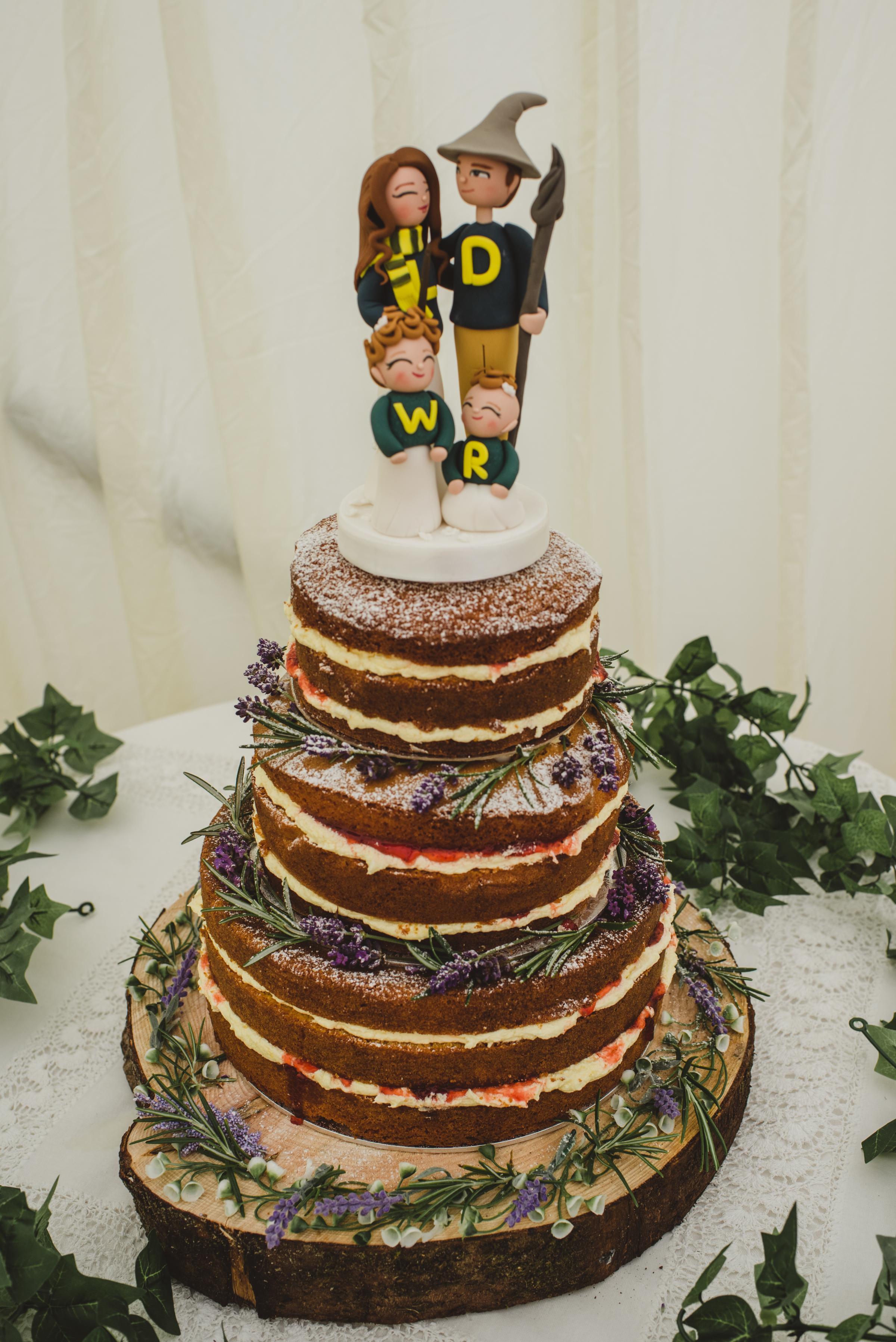 The wedding cake made by Gloria Verner with cake topper by The Sugar Concept. Photo: Erica Irvine.