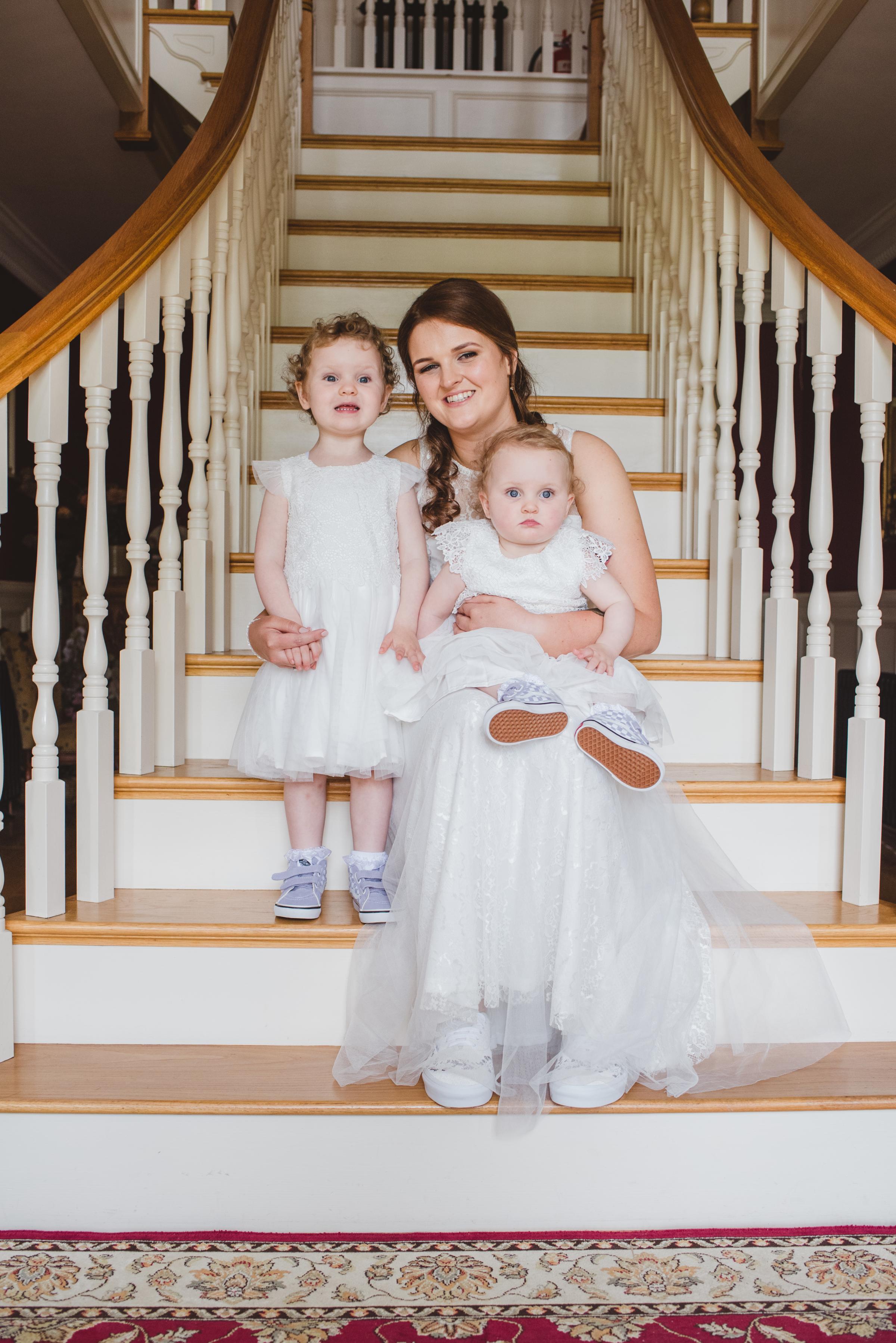 Lesa pictured with her and Daniels two daughters Wren and Robyn who were Flower Girls on the day. Photo: Erica Irvine.
