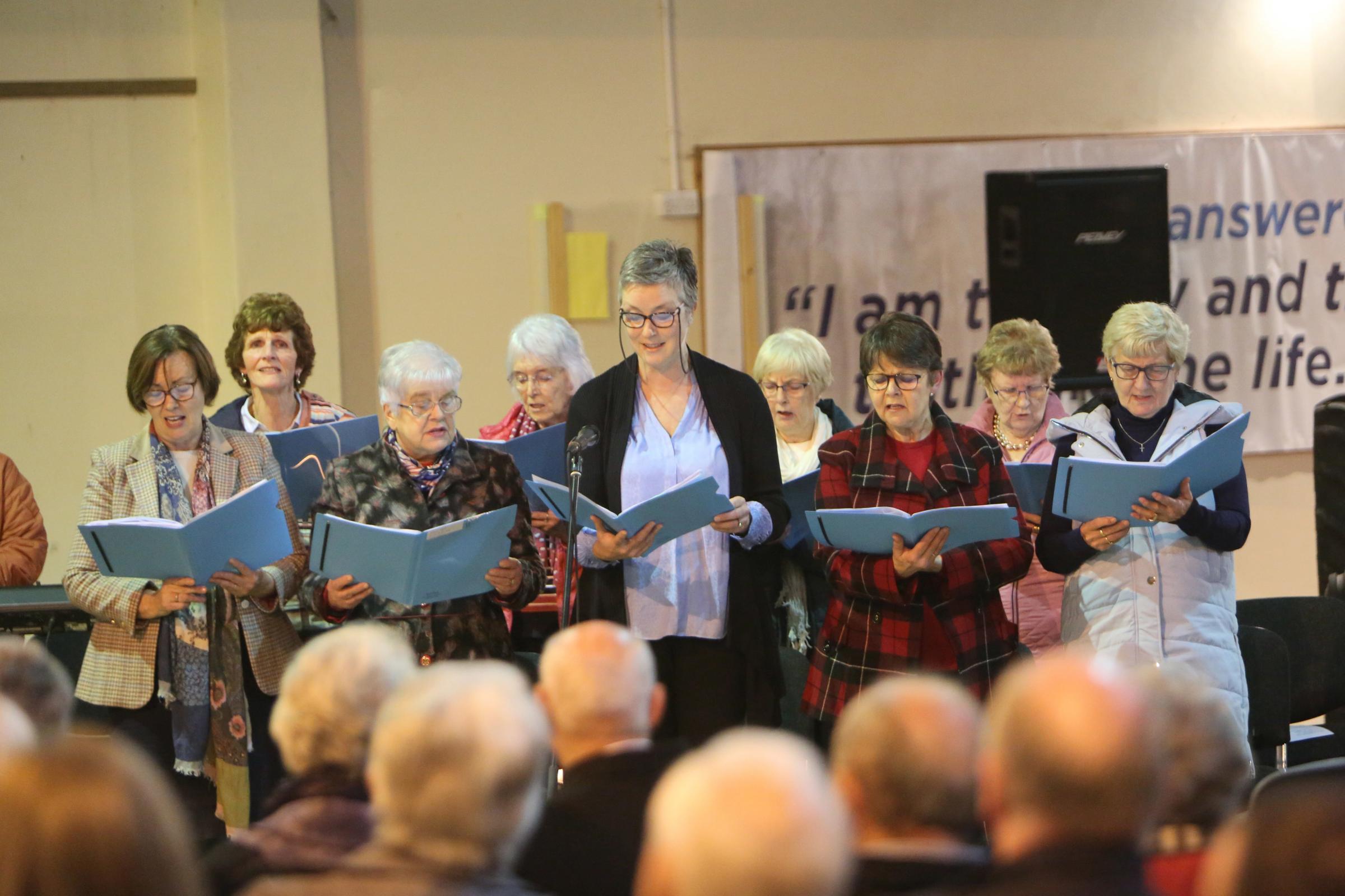The North Western Region of MWI Choir were joined by Olive Rowe, President, Methodist Women of Ireland (third from left) at the Harvest Service.
