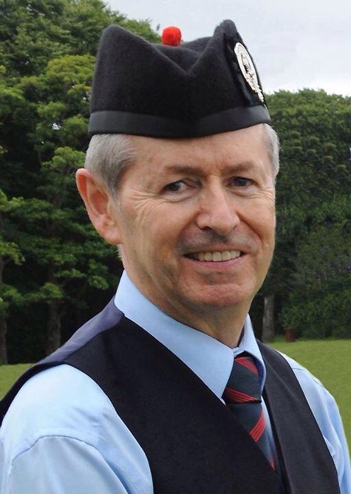 Pipe Major Dr Richard Parkes MBE of Field Marshall Montgomery Pipe Band.