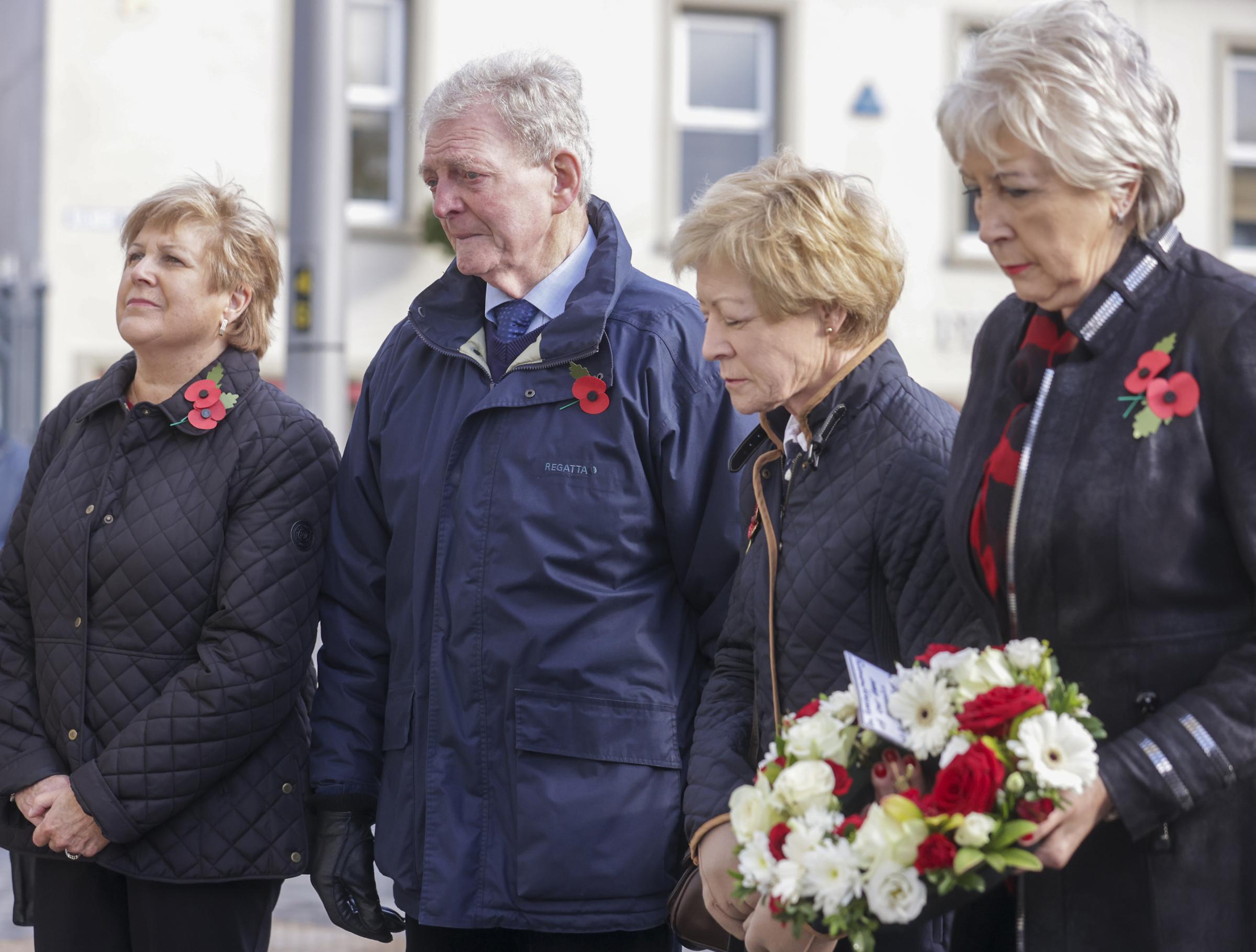 Joan Anderson, (daughter), Sam Blair, (son-in-law), Ruth Blair, (daughter), and Margaret Veitch, (daughter of William and Agnes Mullan, who were killed in The Enniskillen Bomb.