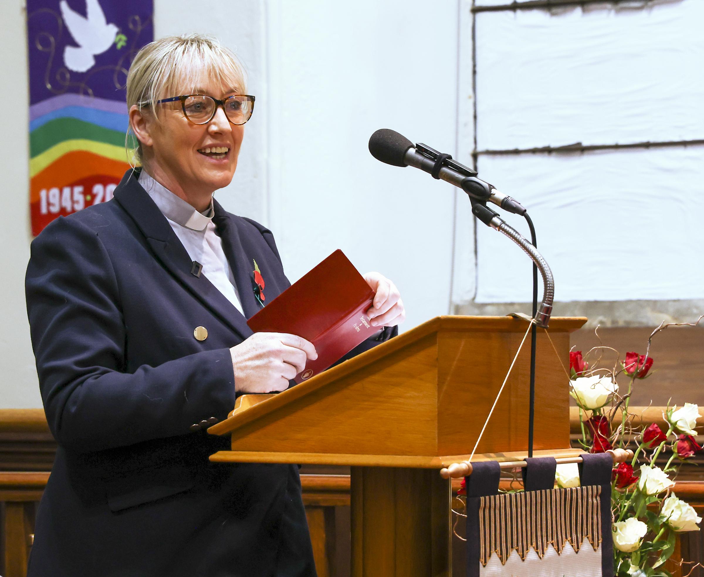 Rev. Lorna Dreaning, Enniskillen Methodist Church, taking part in The 35th, Enniskillen Bomb Remembrance Service.