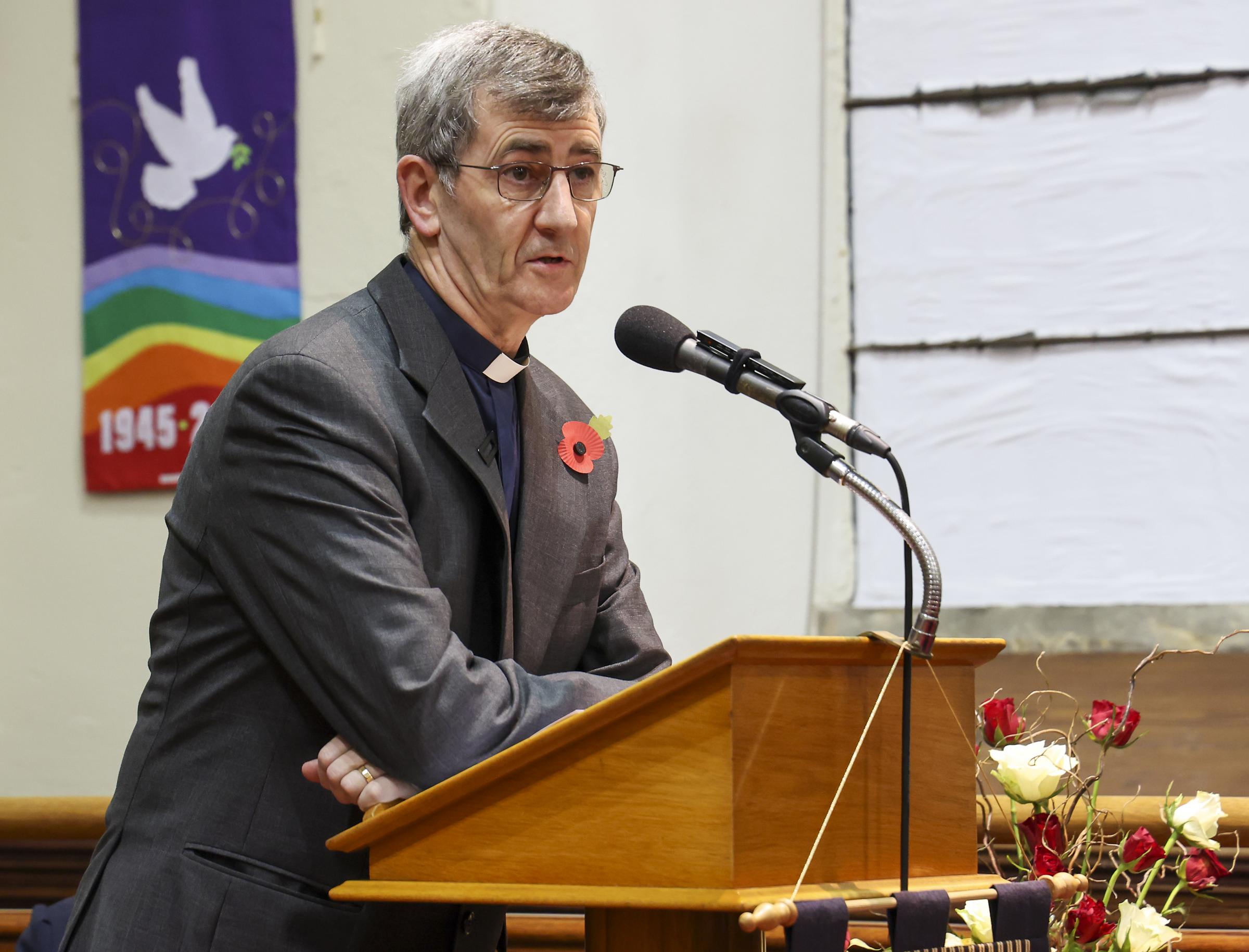 Rev David Cupples, minister of Enniskillen Presbyterian Church, speaking at The 35th Anniversary Service of The Enniskillen Bomb.