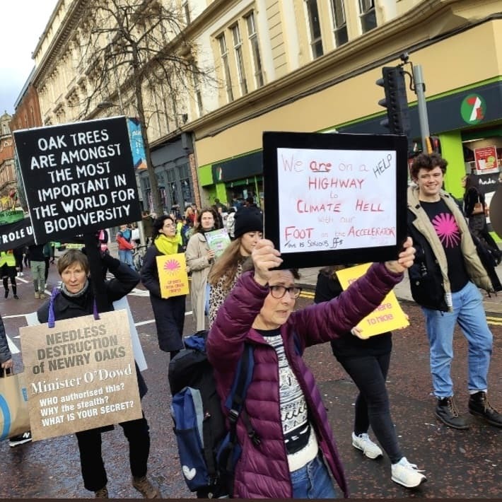 Selene Fee marching at the rally in Belfast.