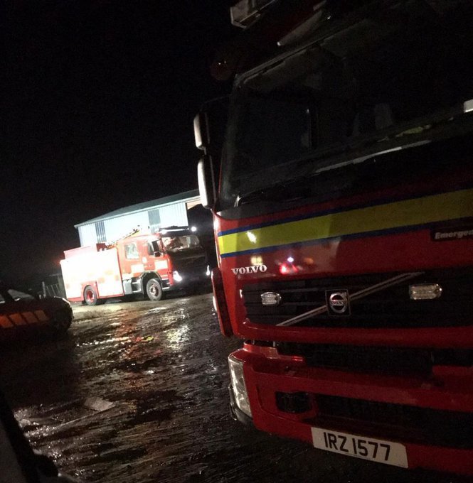 NIFRS attending an animal rescue incident in Omagh. Photo: NiResponsevids Twitter.