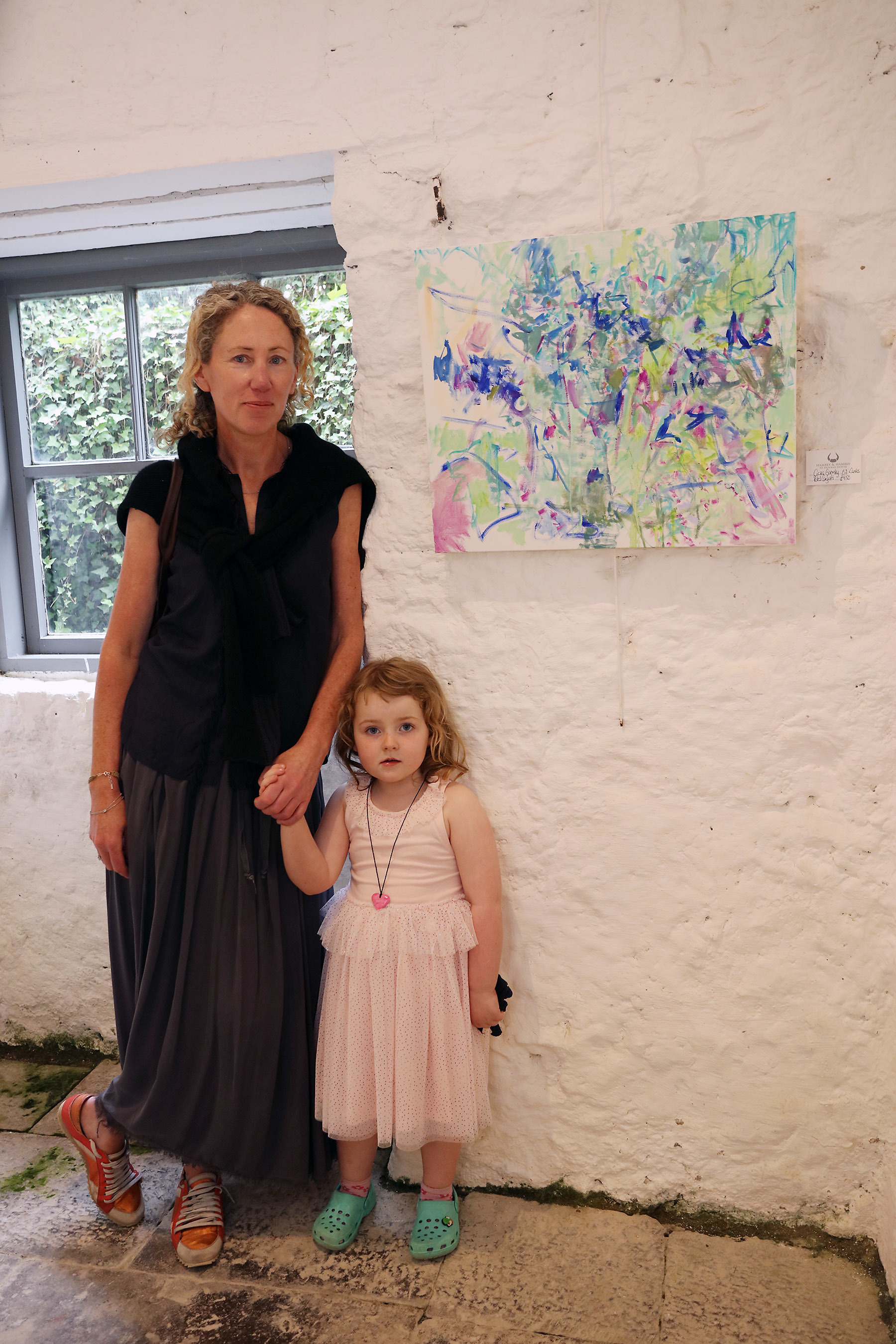 Artist Ciara Gormley and a young art lover guest at the launch of her exhibition.