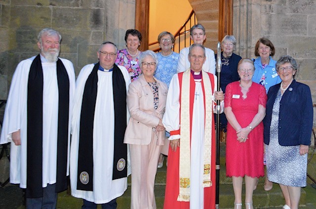 Clergy who took part in the Mothers’ Union Festival Service in St. Patrick’s Monaghan. Also included are members of Clogher Diocesan Trustees. Back from left: Valerie McMorris, Geraldine Beattie, Linda Keating, Jennifer Leathem, Doreen Earls.