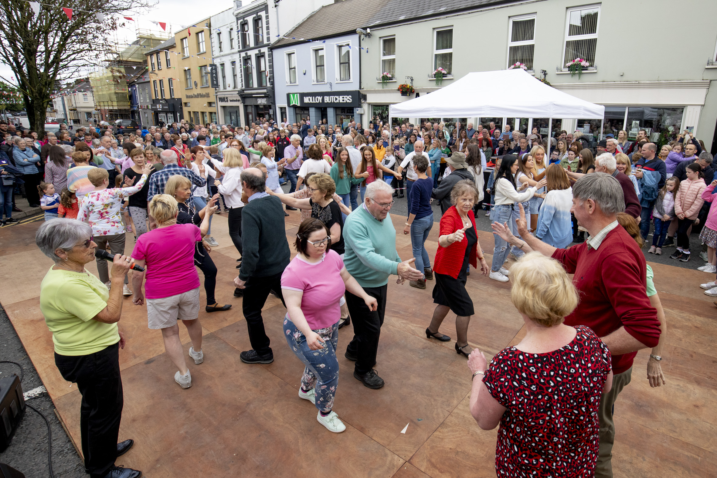Céili dancing in the middle of Dromore village.