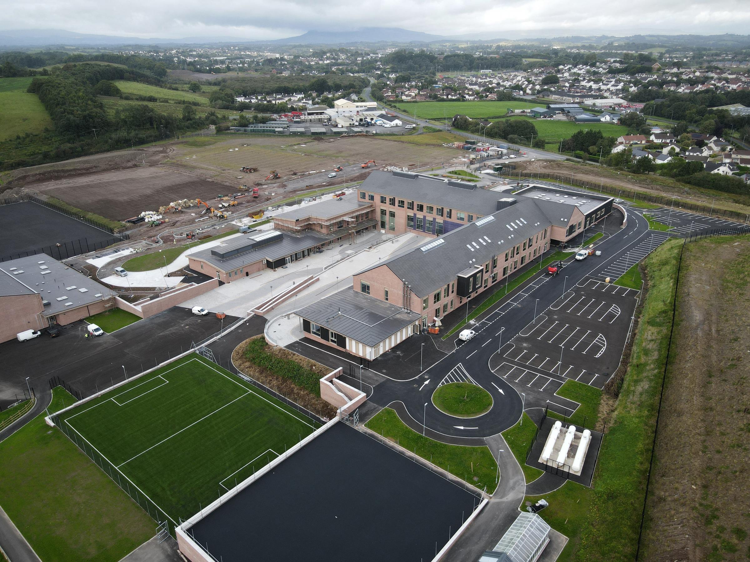 Works continuing at the new Devenish College building and site.