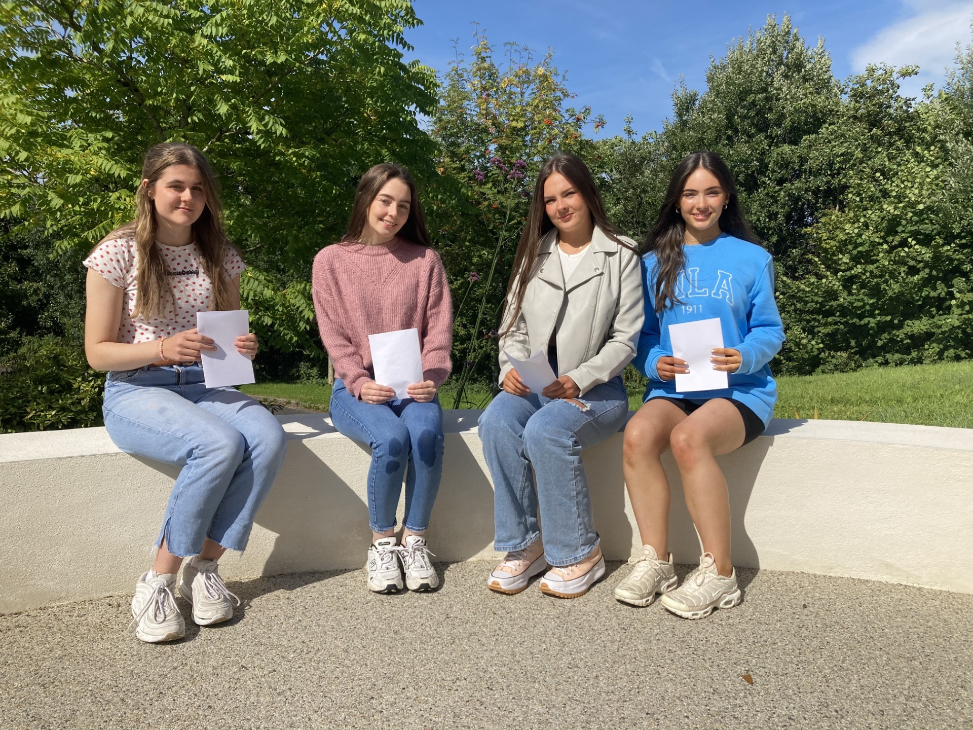 St. Fancheas College students receiving their A-Level results: Pictured from left: Erin Reilly, Alisha McCabe, Ellie Howe and Sadhbh McAleer.