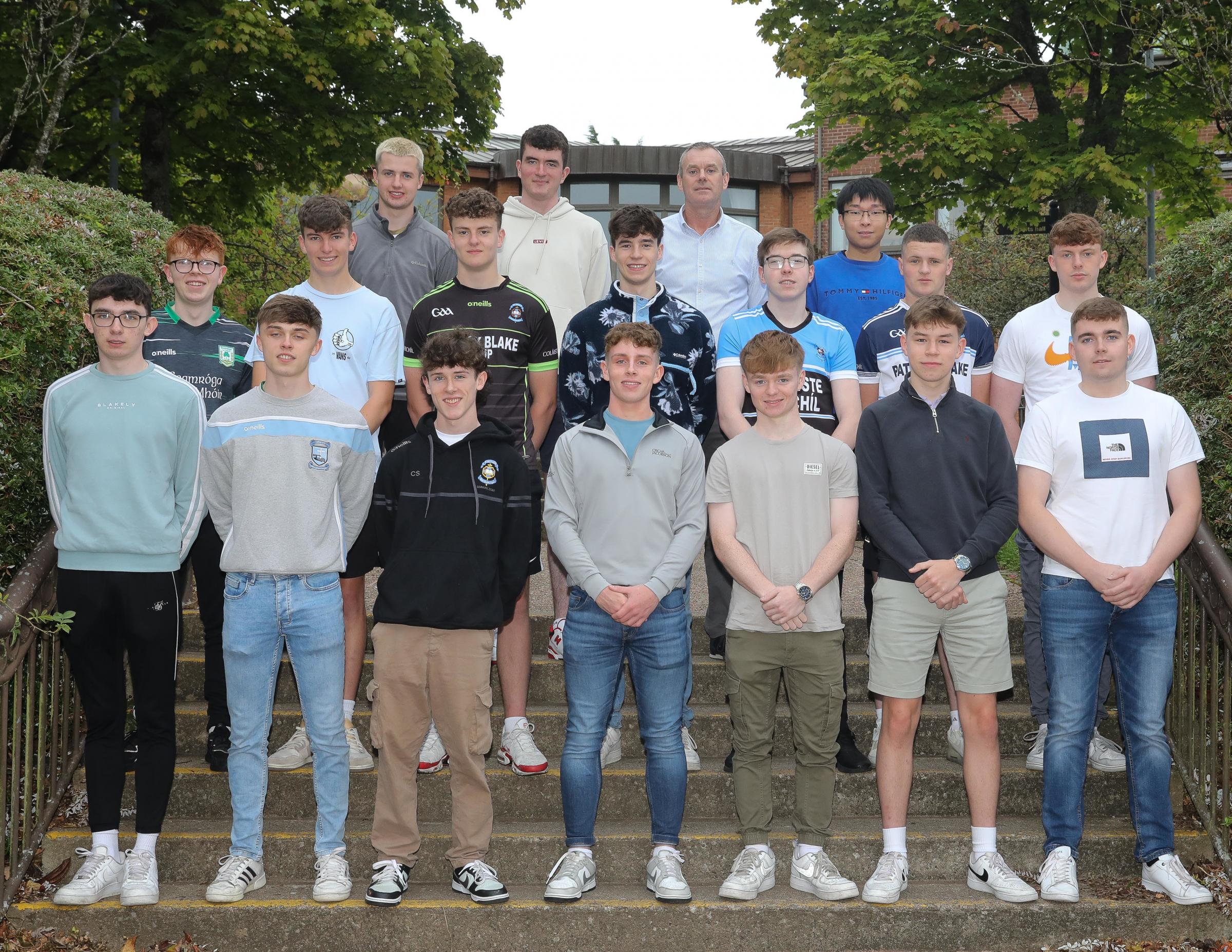 St. Michaels College, Enniskillen. Back row, from left: Lanty Feely, Ryan Gilleece, Principal Mark Henry and Larry Lee. Middle row, from left: Callum McGrath, Ciaran Dillon, Conall McCaffrey, Charlie Meade, Oisin Grainger, Paidi Drumm and Mark