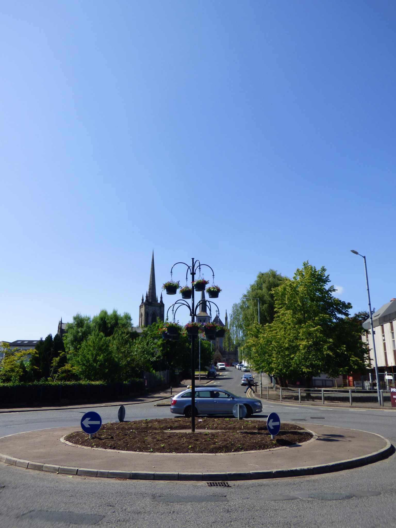 The roundabout near Enniskillen Library with the flowers removed. Photo: Anna Marie Hassard.