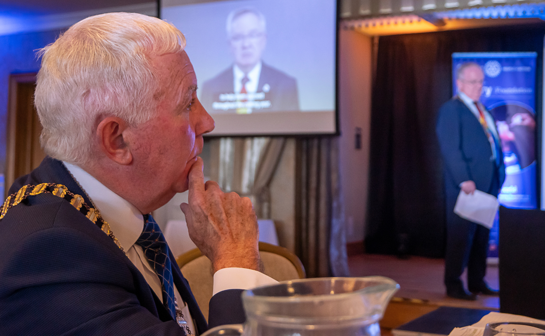 Rotary Club of Enniskillen President Ken Rainey looks on.