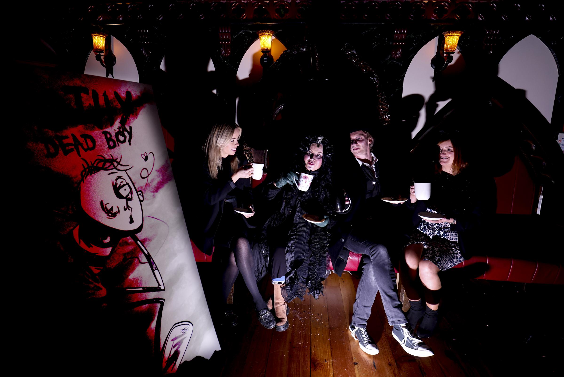 The undertaker and mourners at The Wake of Timothy The Dead Boy. Picture by John McVitty.