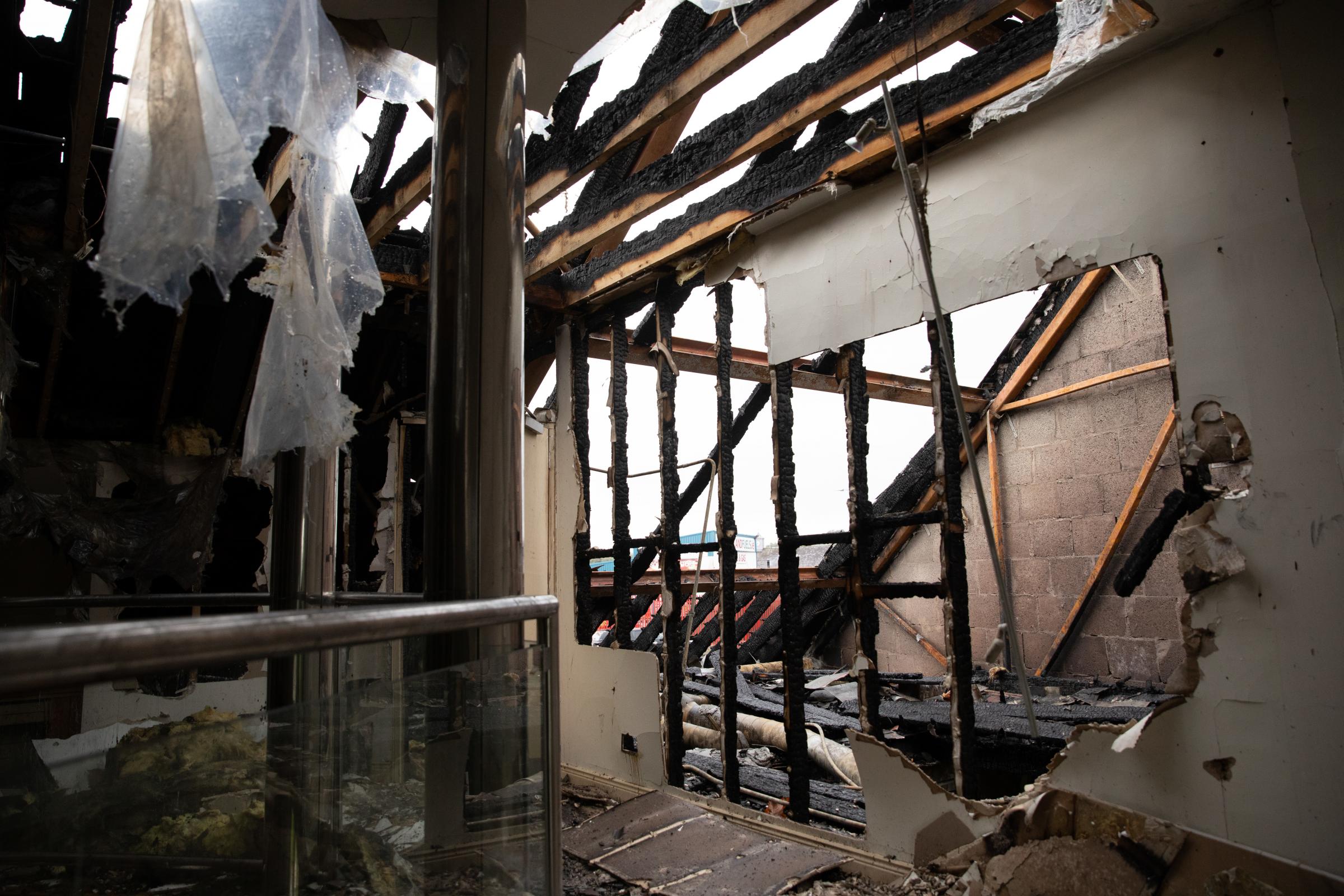 Aftermath of the blaze at the former Erne Gateway Centre in Belleek.