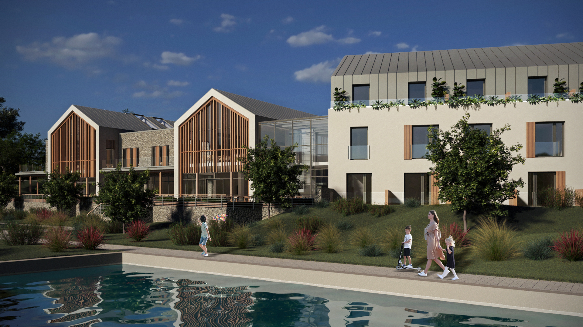External CGI images of the Carrybridge Hotel and Marina provided by Whittaker and Watt Architects.