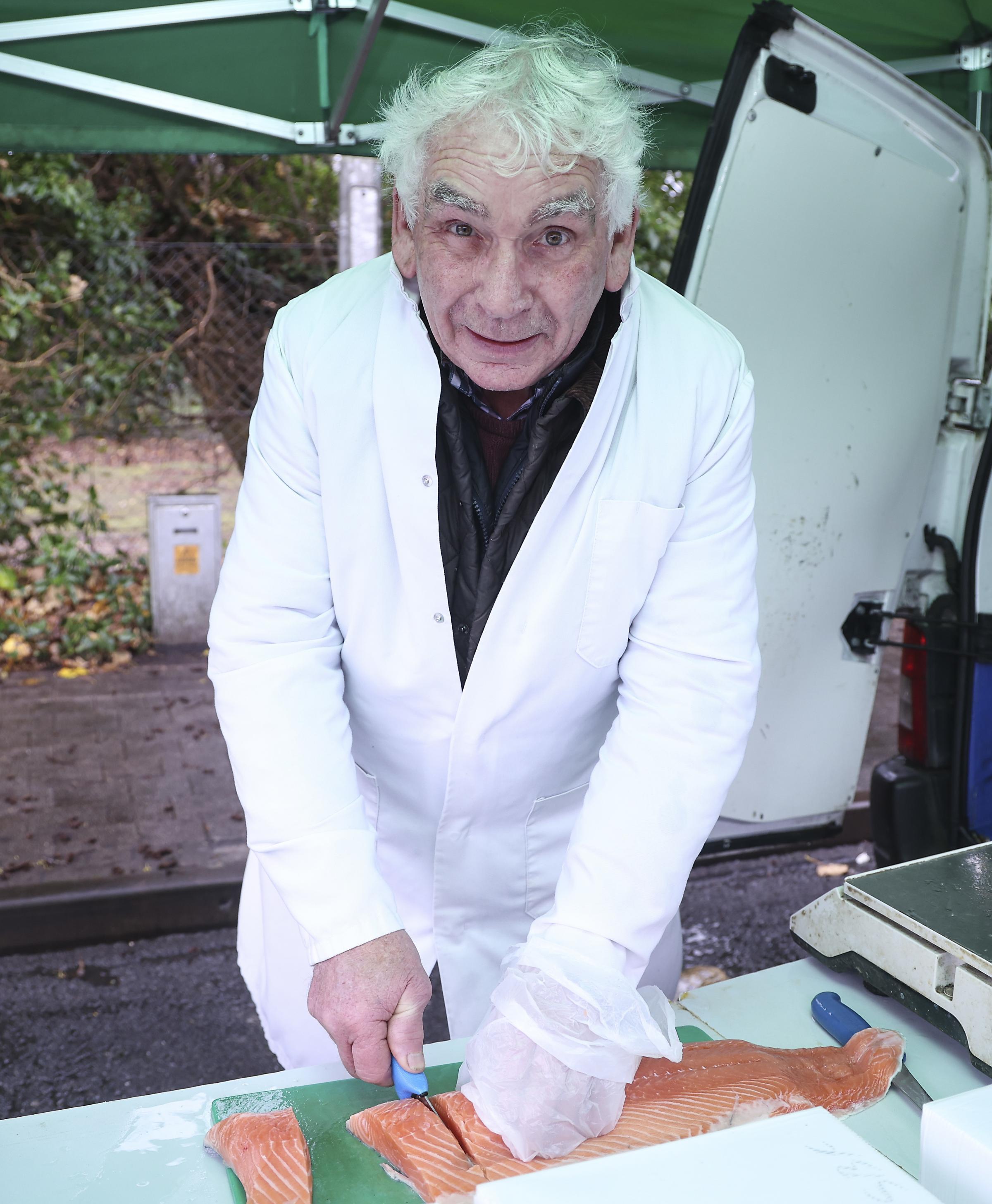 Tiernach Slowey, working at his Fish Stall in Clones.