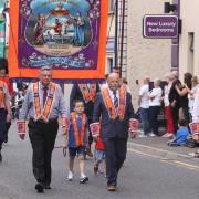 Breathern with Brookeborough District No3 parading in Fivemiletown.
