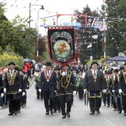 Sir Knights with Co. Fermanagh Grand Black Chapter making their way through Kesh as part of the Co. Fermanagh Royal Black Parade in Kesh in 2021. Photo: John McVitty.
