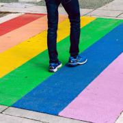 A 'rainbow' crossing - such colourful road and pedestrian crossings are becoming increasingly common in larger towns and cities as a sign of support and solidarity with LGBT+ citizens, visitors and tourists. Photo: Stock image.