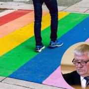 Pride Rainbow Crossing and Councillor Paul Robinson, DUP