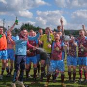 Tummery Athletic celebrate as Mercer Cup winners.