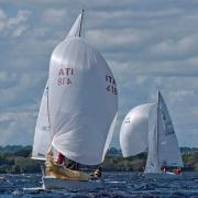 Team Jigalo (Tim and Bridget Rippey) in hot pursuit in a squally Broad Lough during the previous National Championships.