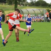 Daire Treacy goes for goal for St. Pat's.