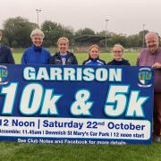 Pictured at the launch of the 2022 Garrison 10K and 5K which takes place at 12 noon on Saturday 22 October are Sean Hamilton, husband of the late Angela; Devenish GAA Club President Mary O'Brien; Shauna Hamilton, Angela's daughter and Devenish
